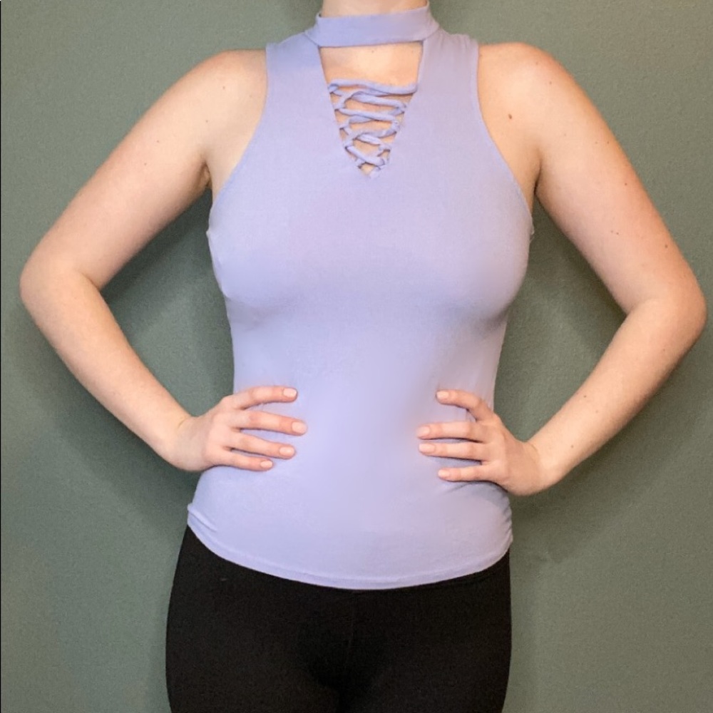 Purple High Neck Tank Top